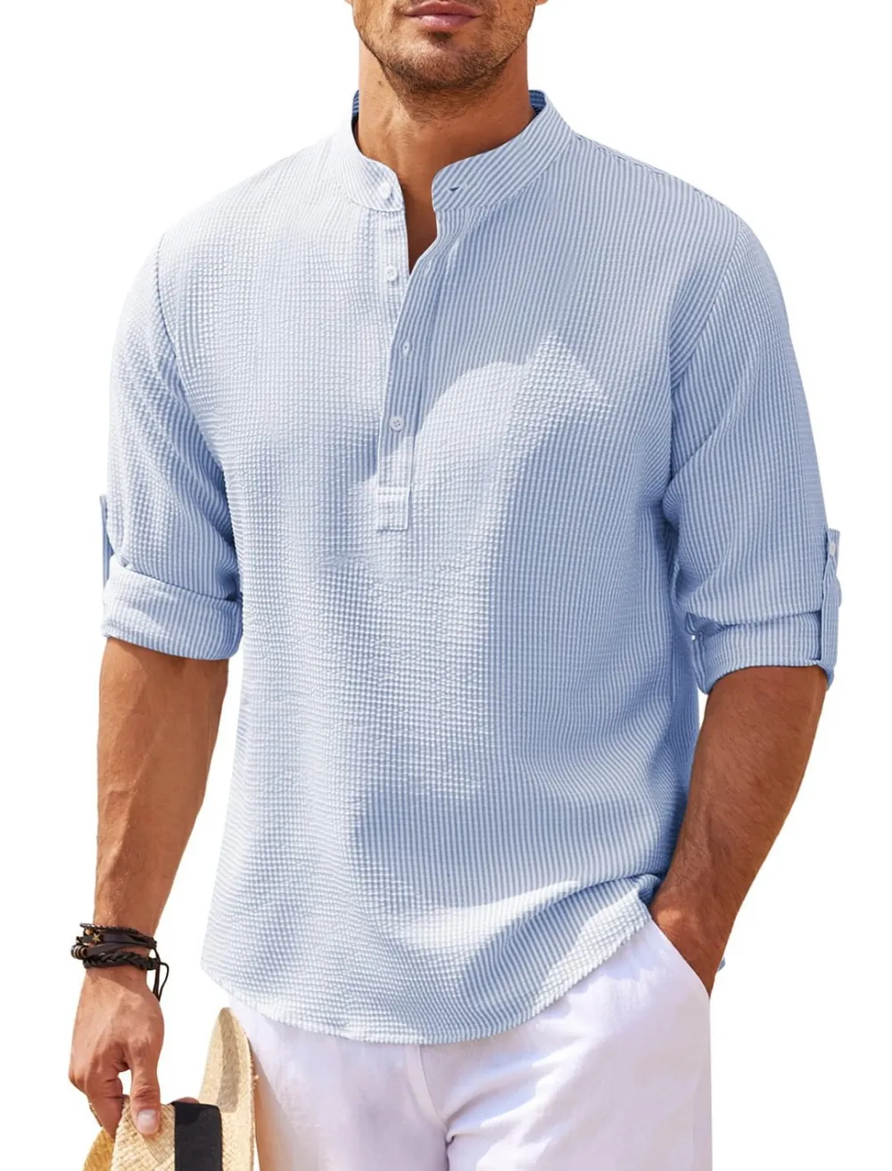 🔥Mid Year Sale 60% OFF🔥 - Men's Stand Collar Open Button Shirt Casual Shirt Tops