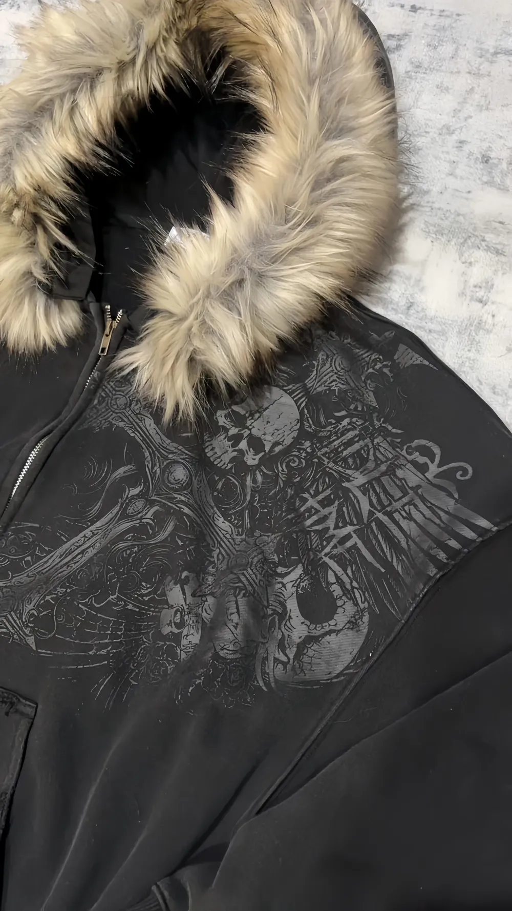 PROFOUND CROSS FUR ZIP-UP HOODIE