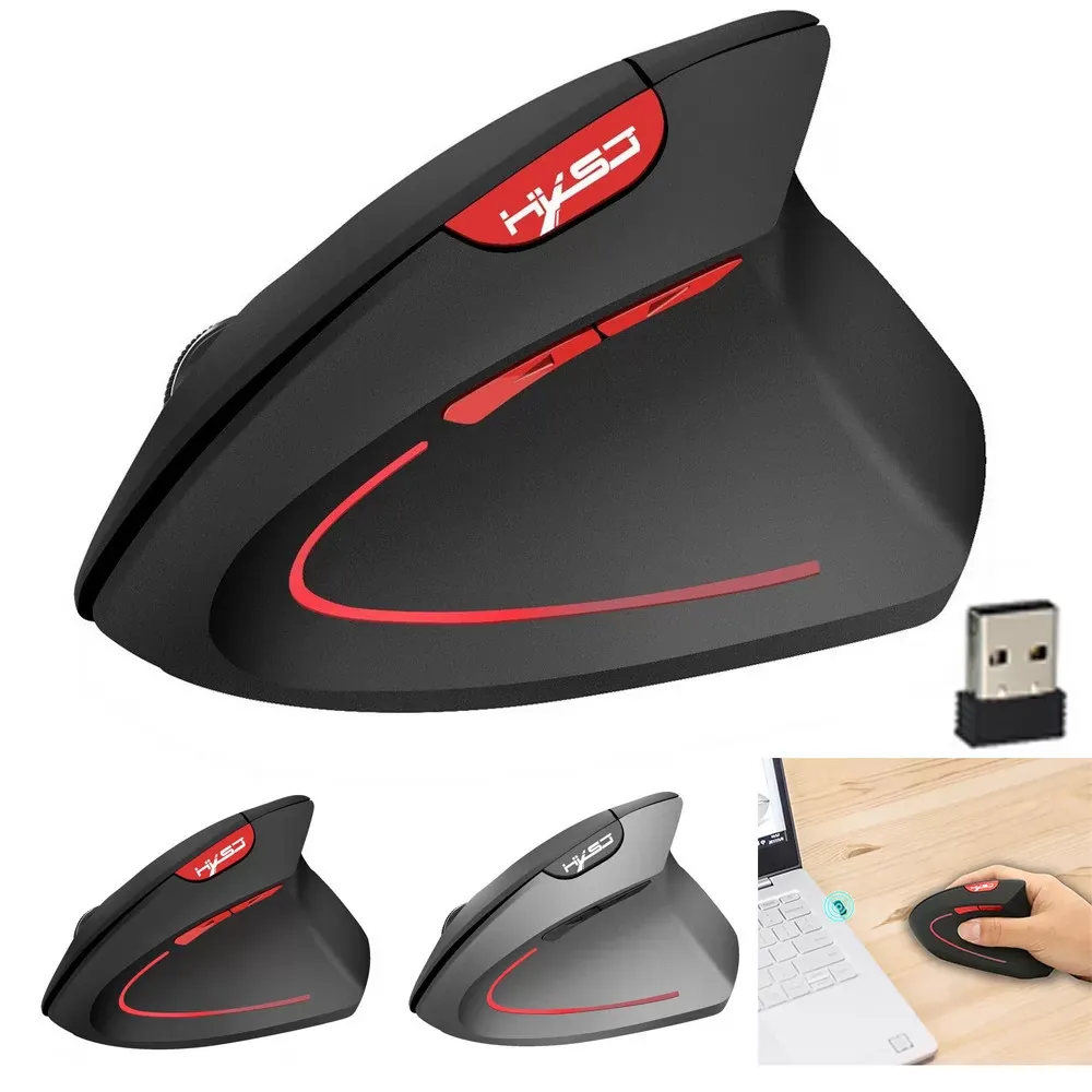 Wireless Mouse 2.4GHz Game Ergonomic Design Vertical Mouse 2400DPI USB Mice Portable Ergonomic Computer Silent PC Desktop