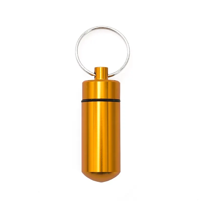 New Key Chain Medicine Pill Bottle Box Cache Drug Holder Container Keychain Aluminum Storage Case Medicine Container box