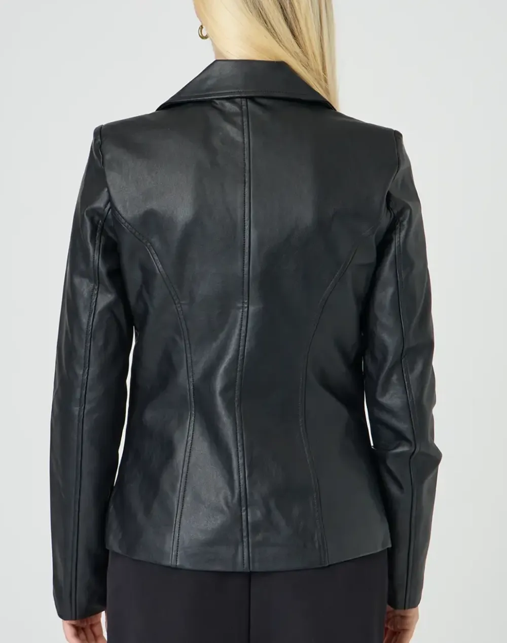 Fitted Faux Leather Blazer