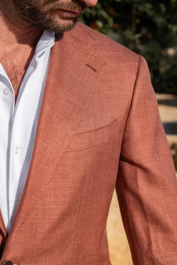 Rusty Wool Linen And Silk Jacket