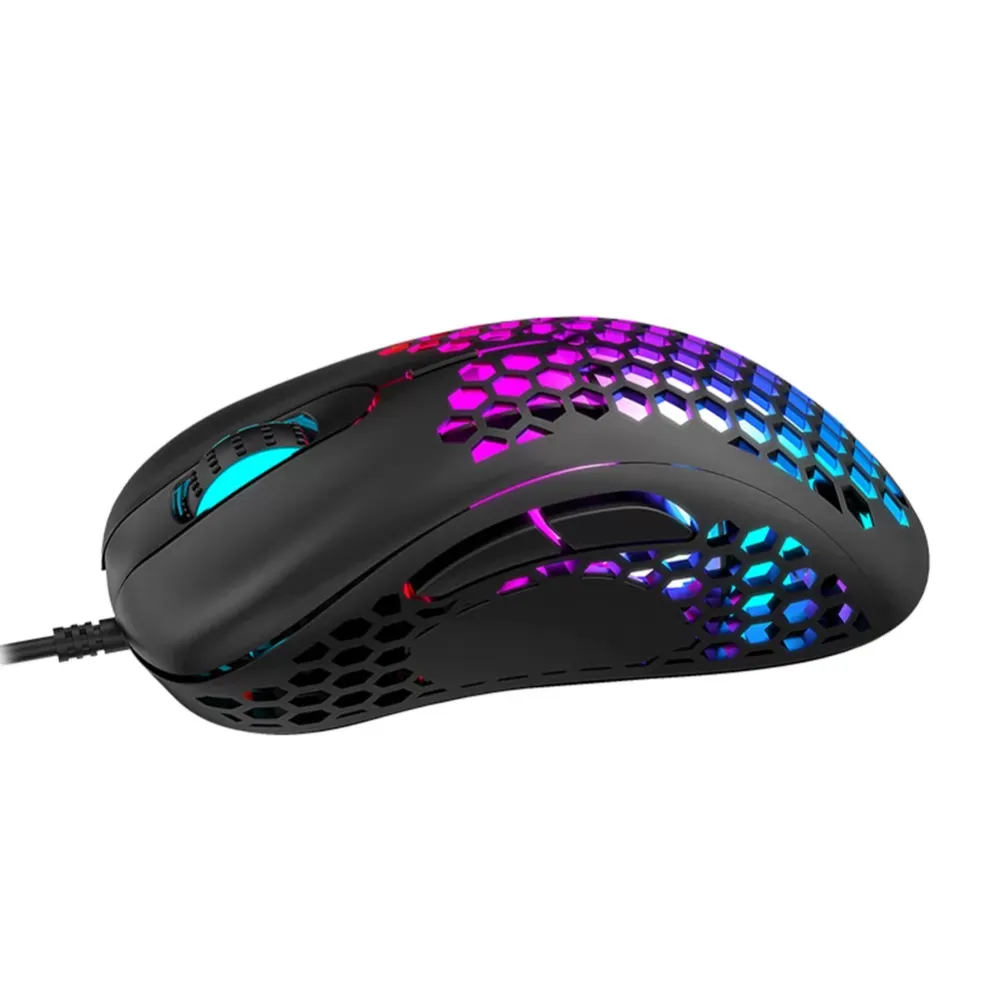 Ergonomic design 2400dpi wired game mouse, hollow lightweight, RGB cool breathing lamp, suitable for laptop and pc