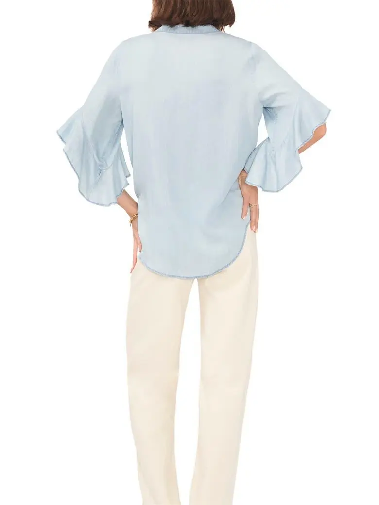 Pintuck Flutter Sleeve Blouse