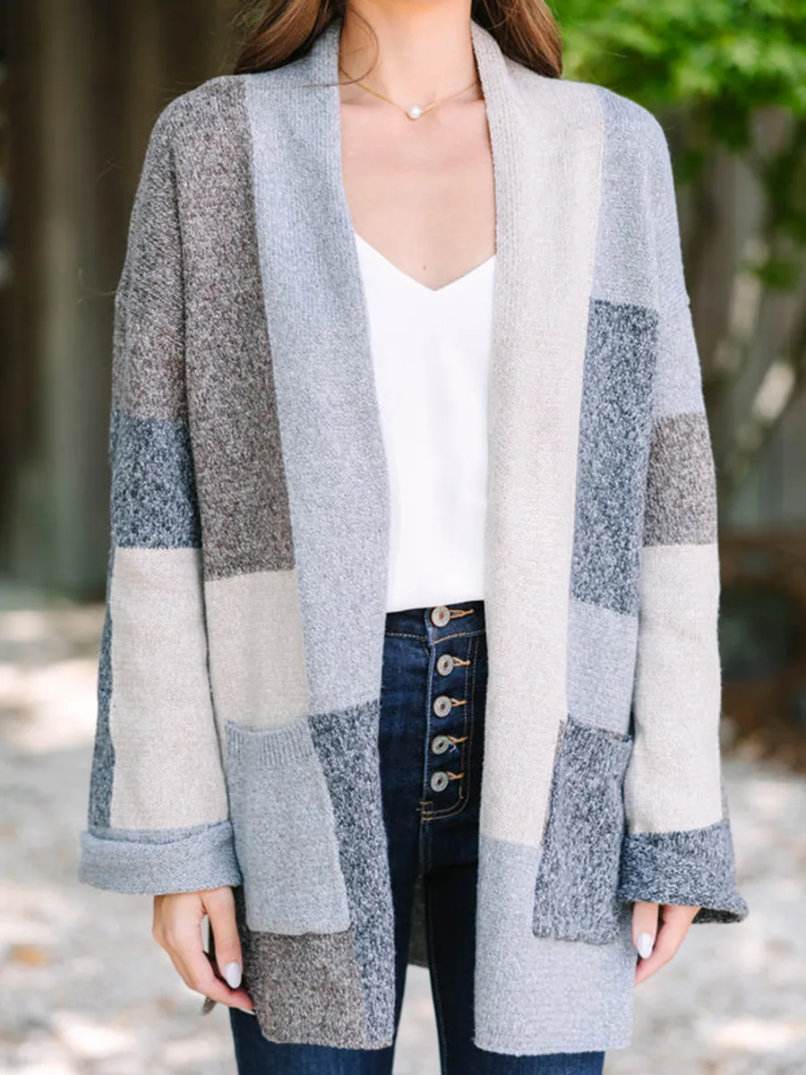 Gray Colorblock Cardigan