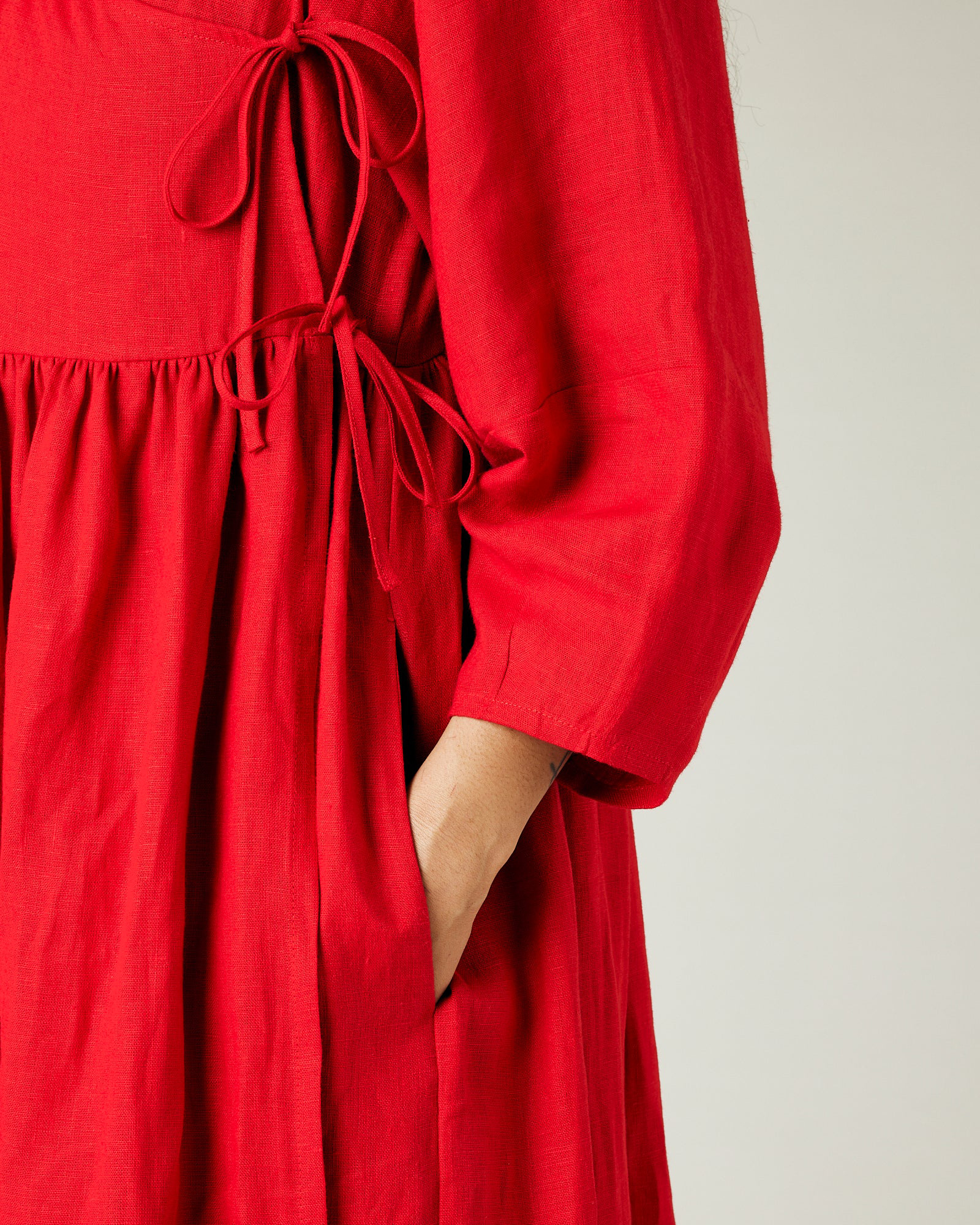 RED LINEN DRESS