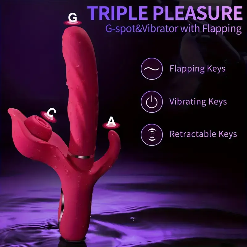 Adult toys Thrusting Dildo G Spot Rabbit Vibrator - 3 in 1 Dildos Clitoral Stimulator Toys with 10 Thrusting 10 Flapping 10 Vibration Modes, Adult Sex Toys Games for Women Couples