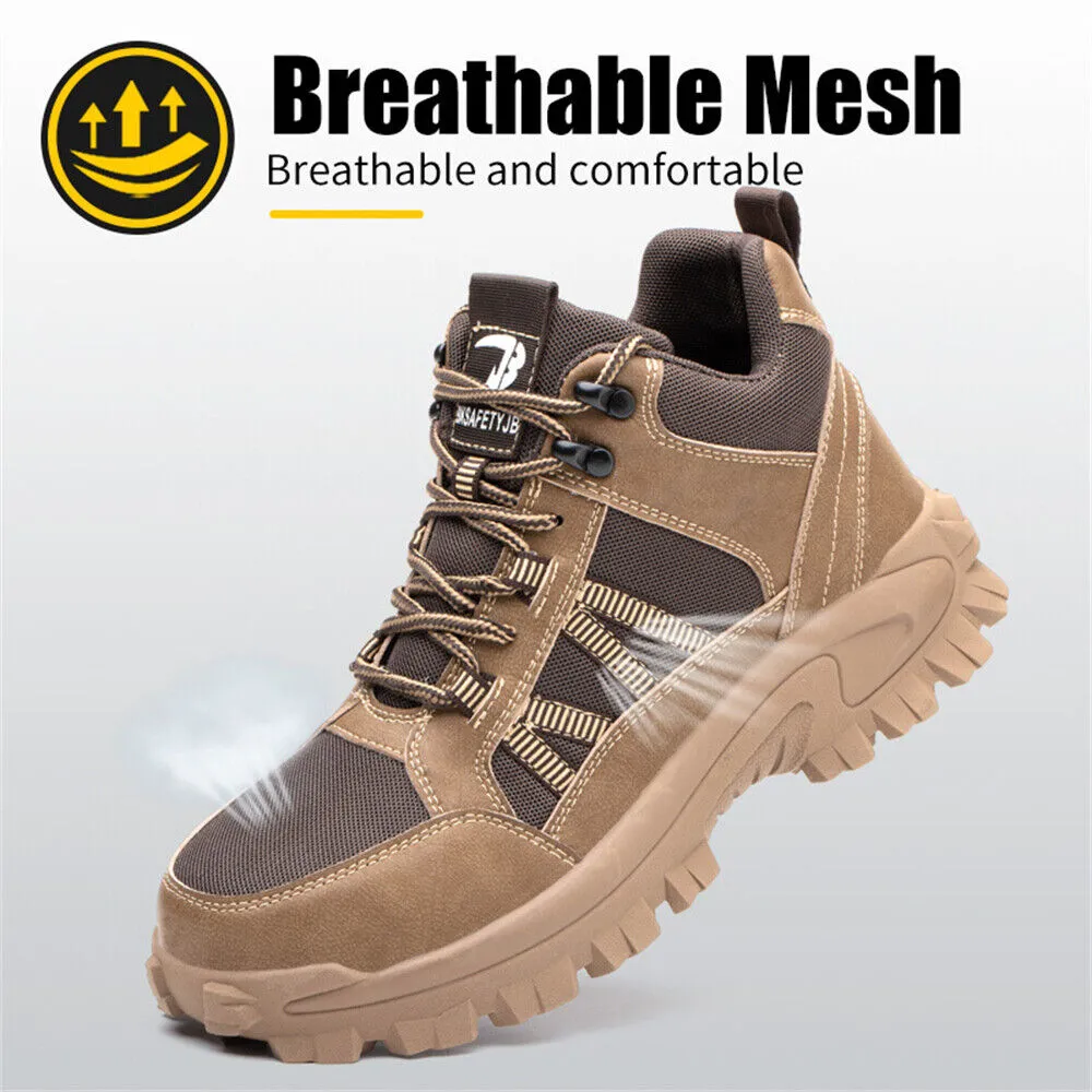 Men Breathable Safety Steel Toe Cap Boots Lightweight Non-Slip Work Shoes