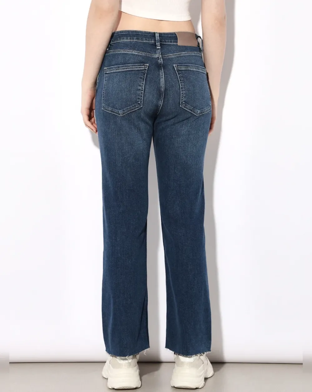 Blue High Rise Flared Cropped Jeans