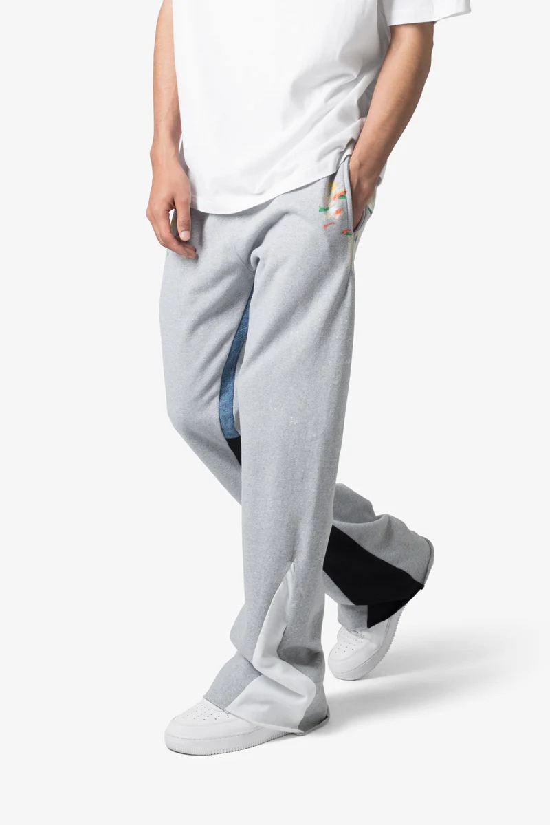 CONTRAST BOOTCUT GREY SWEATPANTS