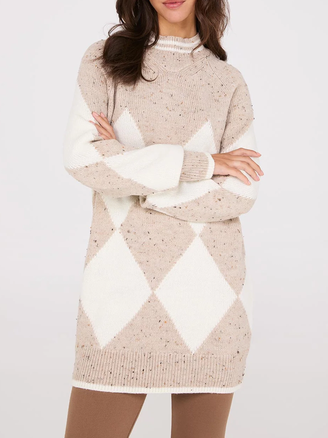 Argyle Mock Neck Sweater