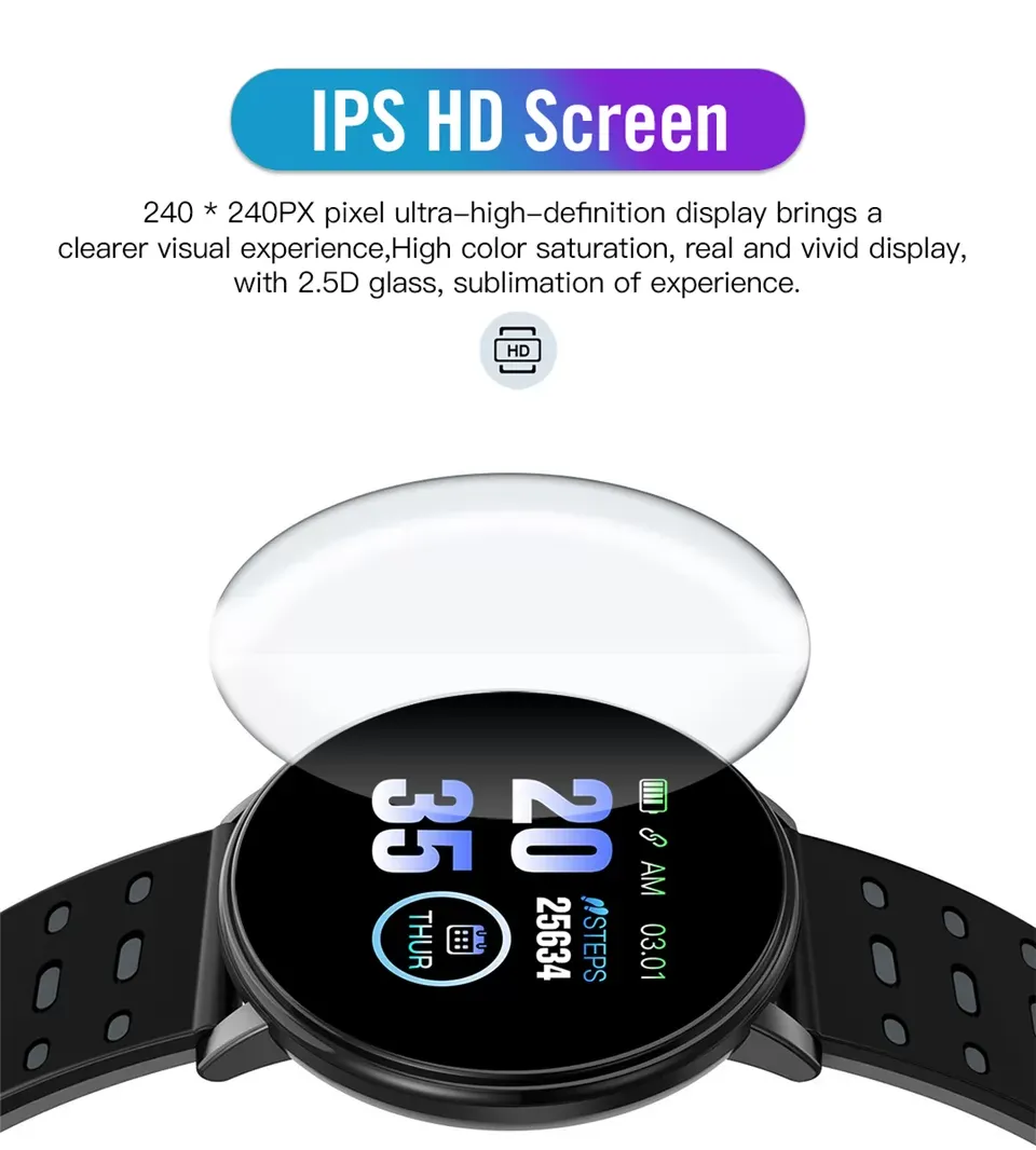 119 Plus Smart Watch Blood Pressure Smart watch Men Smart Band Sport Tracker Women Smartband smart bracelet For Android IOS