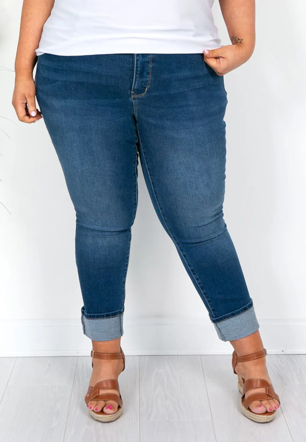 Light Denim Cuffed Jeans