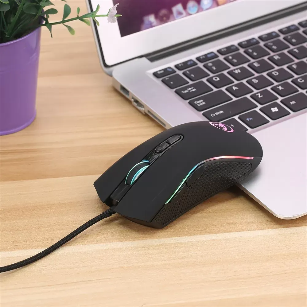 HXSJ Brand New 3200DPI Optical Professional Gaming Mouse With 7 Bright Colors Low noise Ergonomic Computer Silent PC Laptop