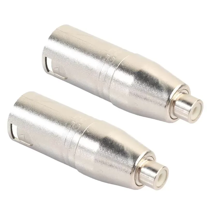 2pcs Metal XLR 3 Pin Male to RCA Female Audio Jack Adapter Plug Connector