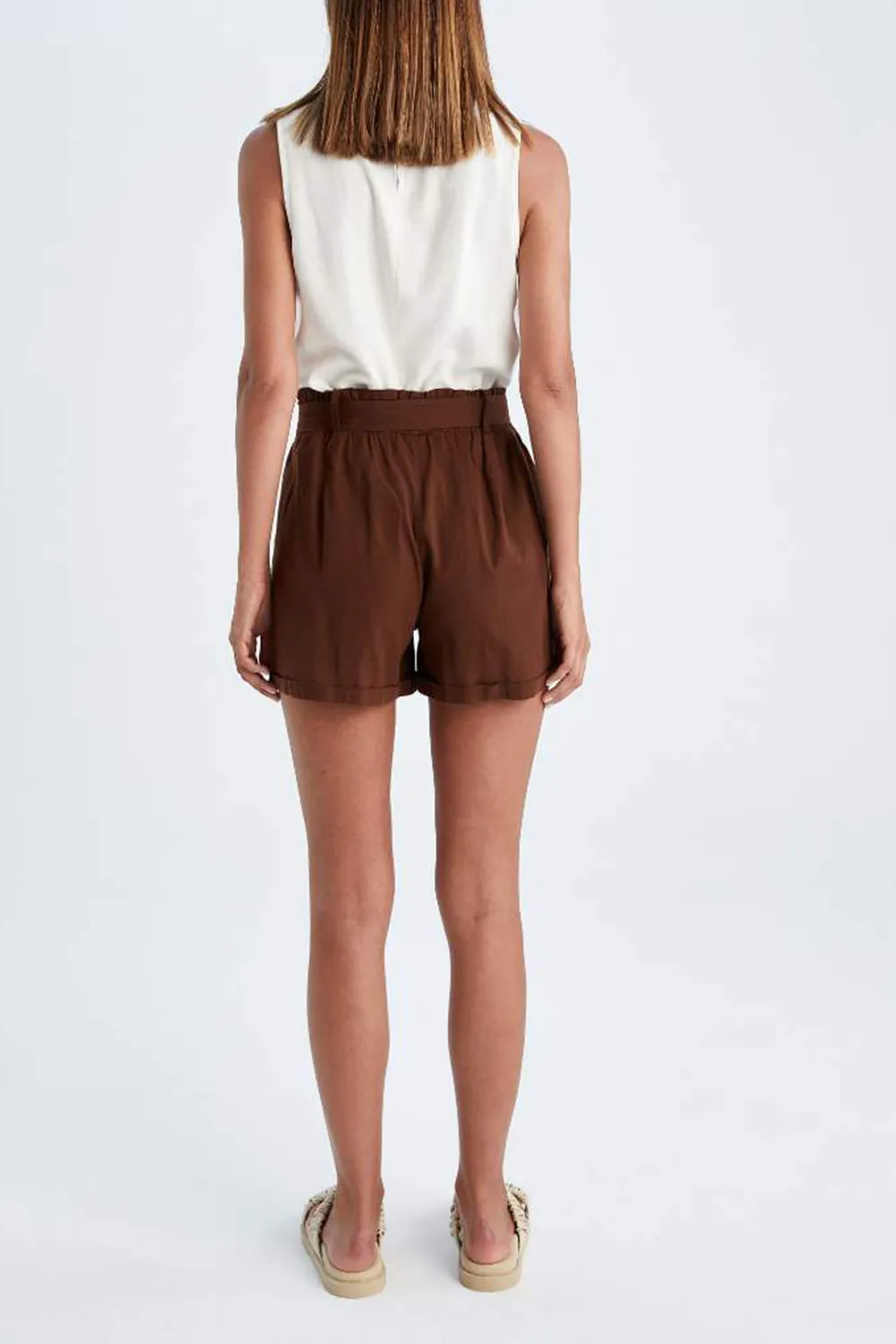 Relax Fit Paperbag Waist Short Leg Shorts