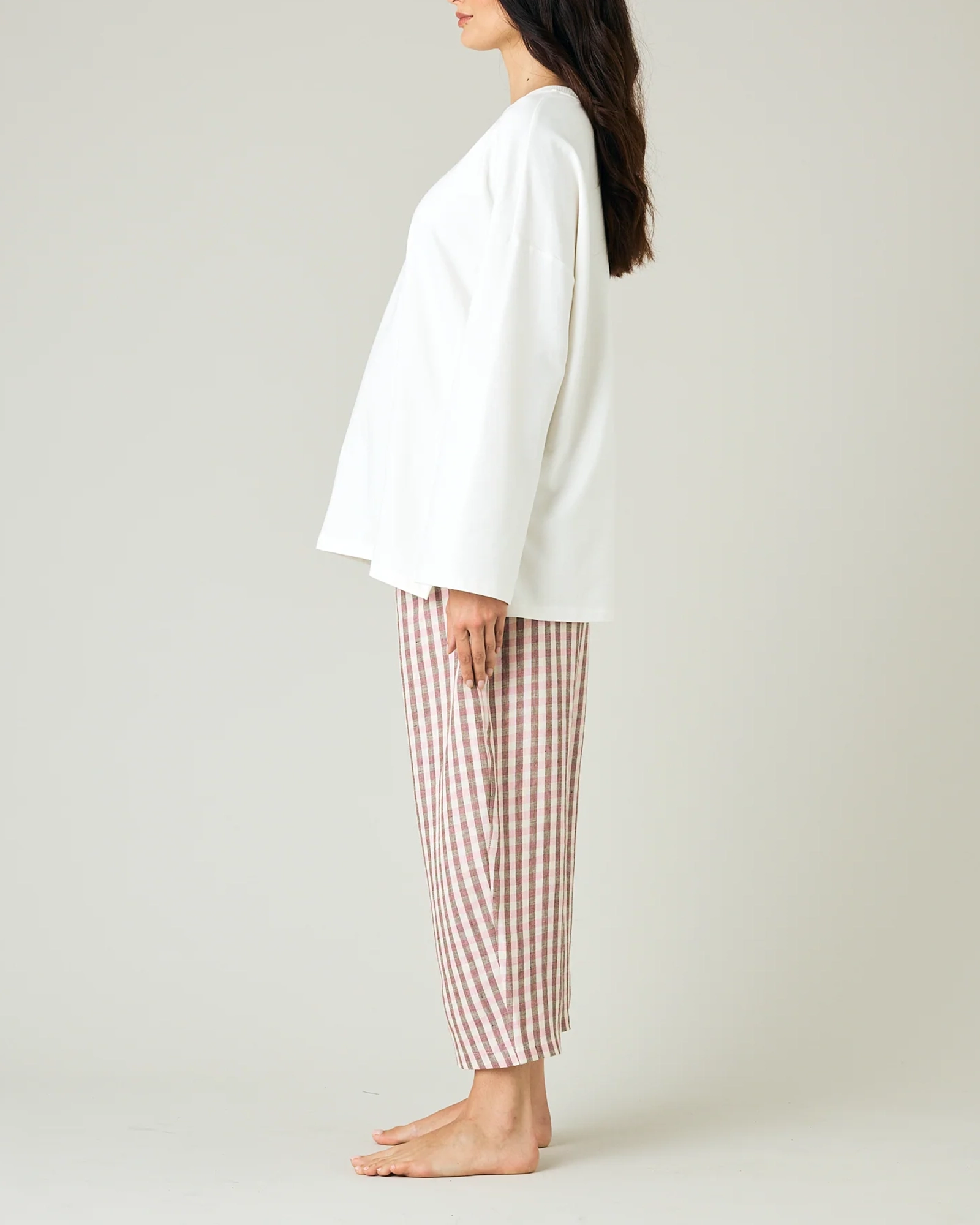 ULTIMATE PJ TROUSERS BROWN & PINK CHECK LINEN