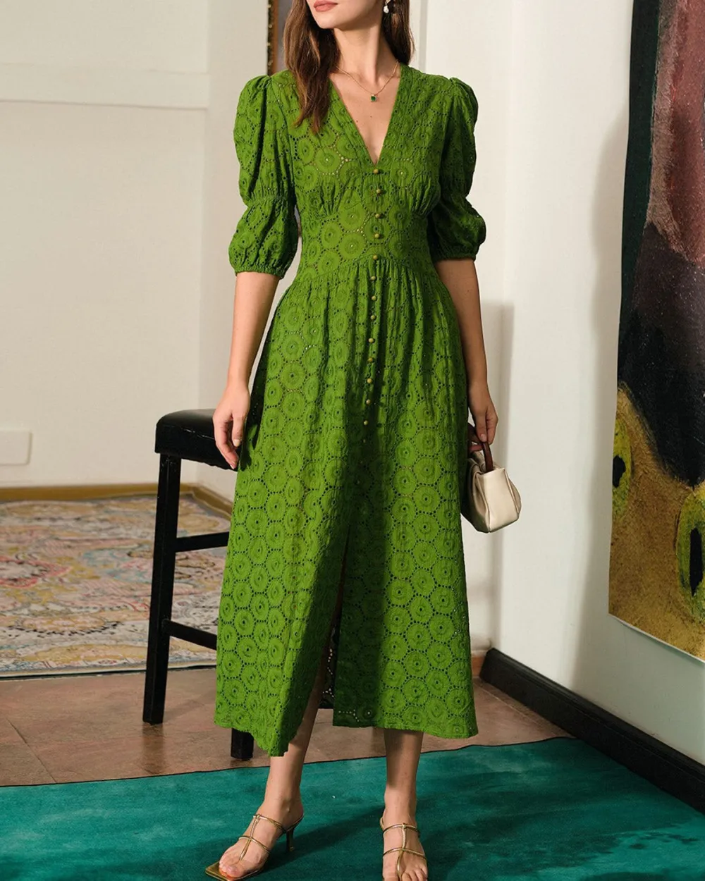 Green hollow fashion dress