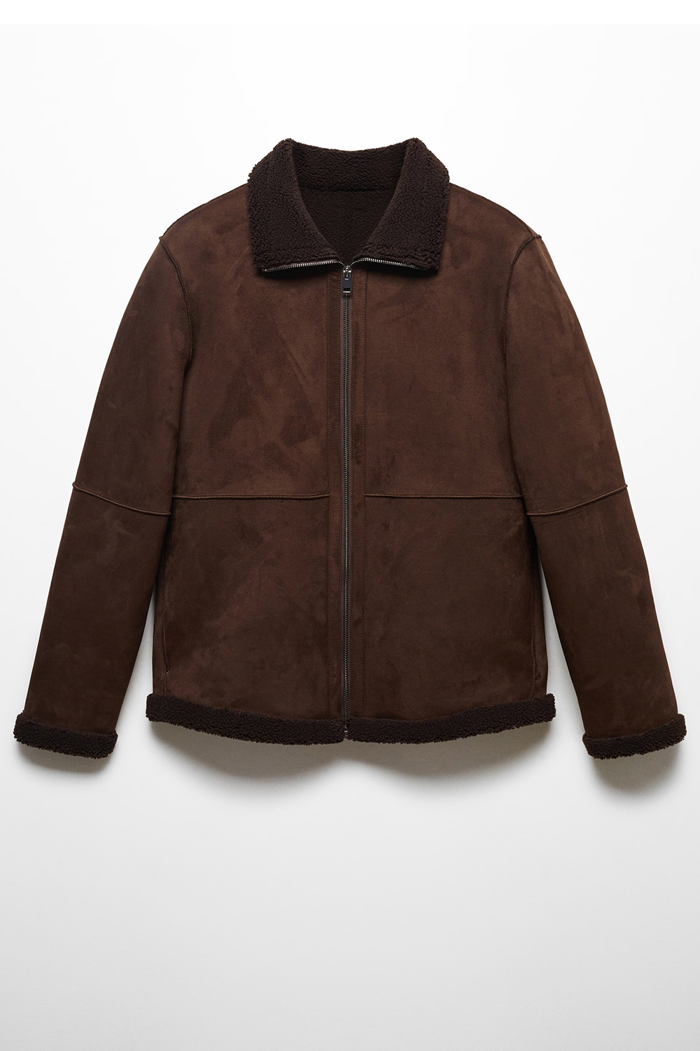 Shearling-lined leather-effect jacket