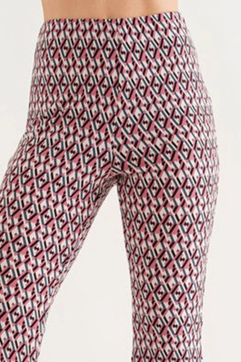 PINK GEOMETRIC PRINT WIDE-LEG PANTS