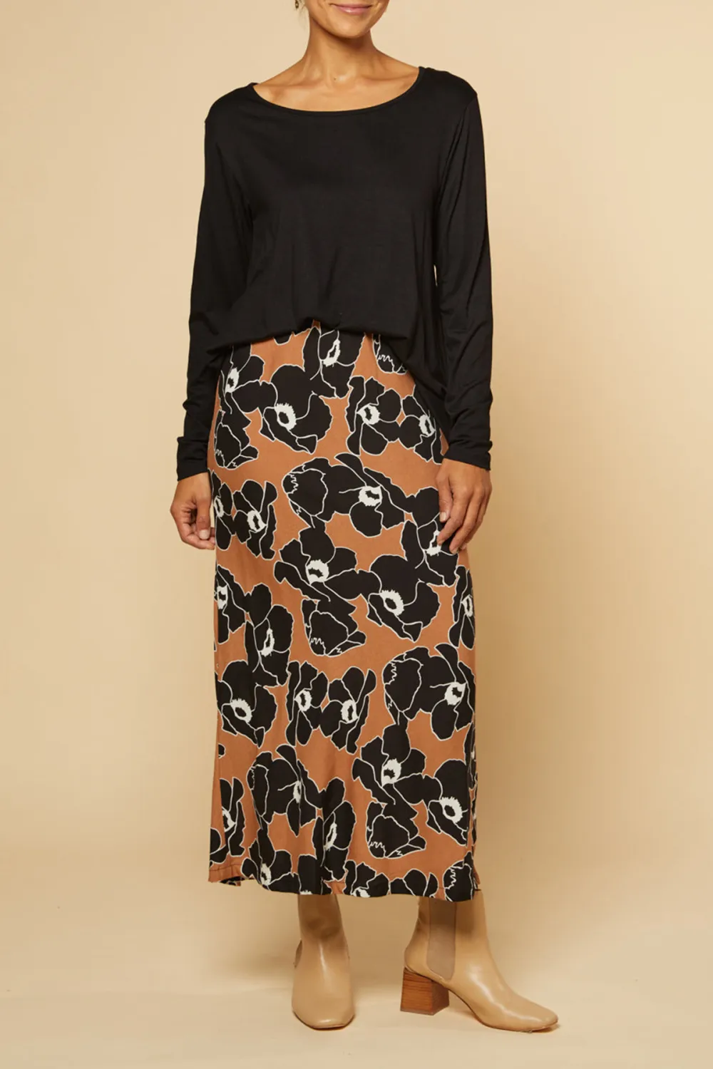 Katie Bias Cut Skirt in Autumn Lily