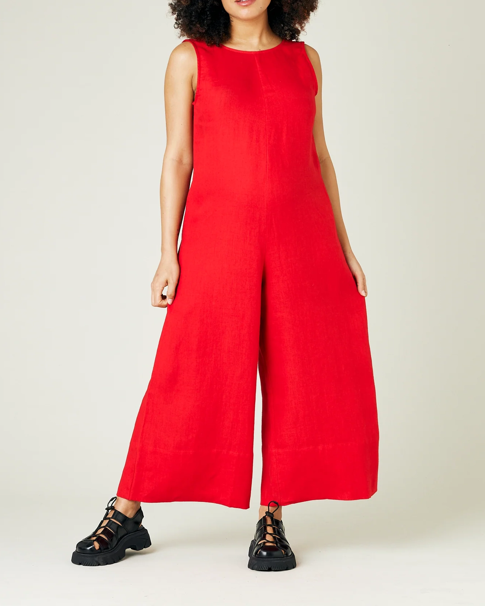 RED LINEN JUMPSUIT