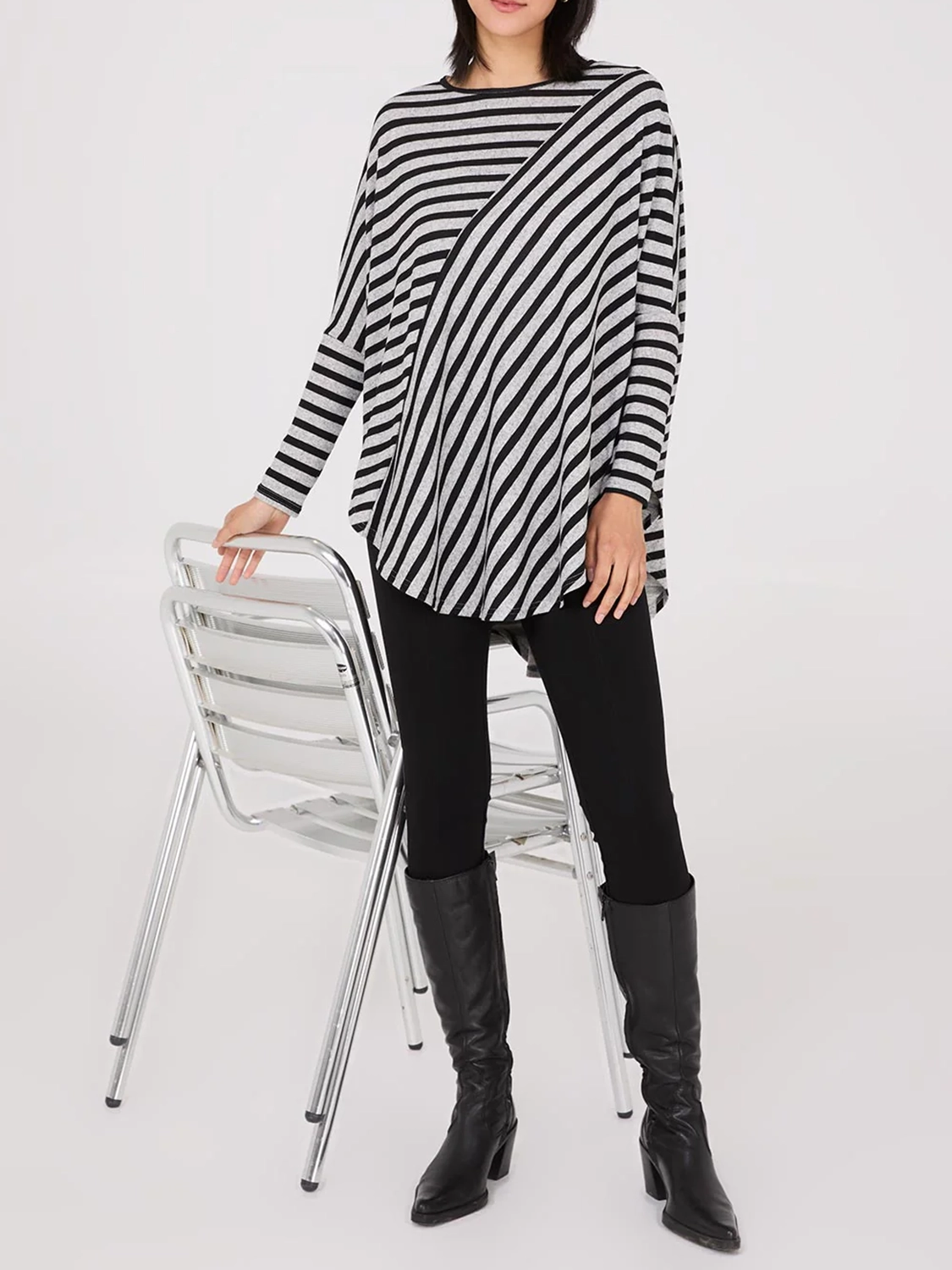 Striped Batwing High-Low Top