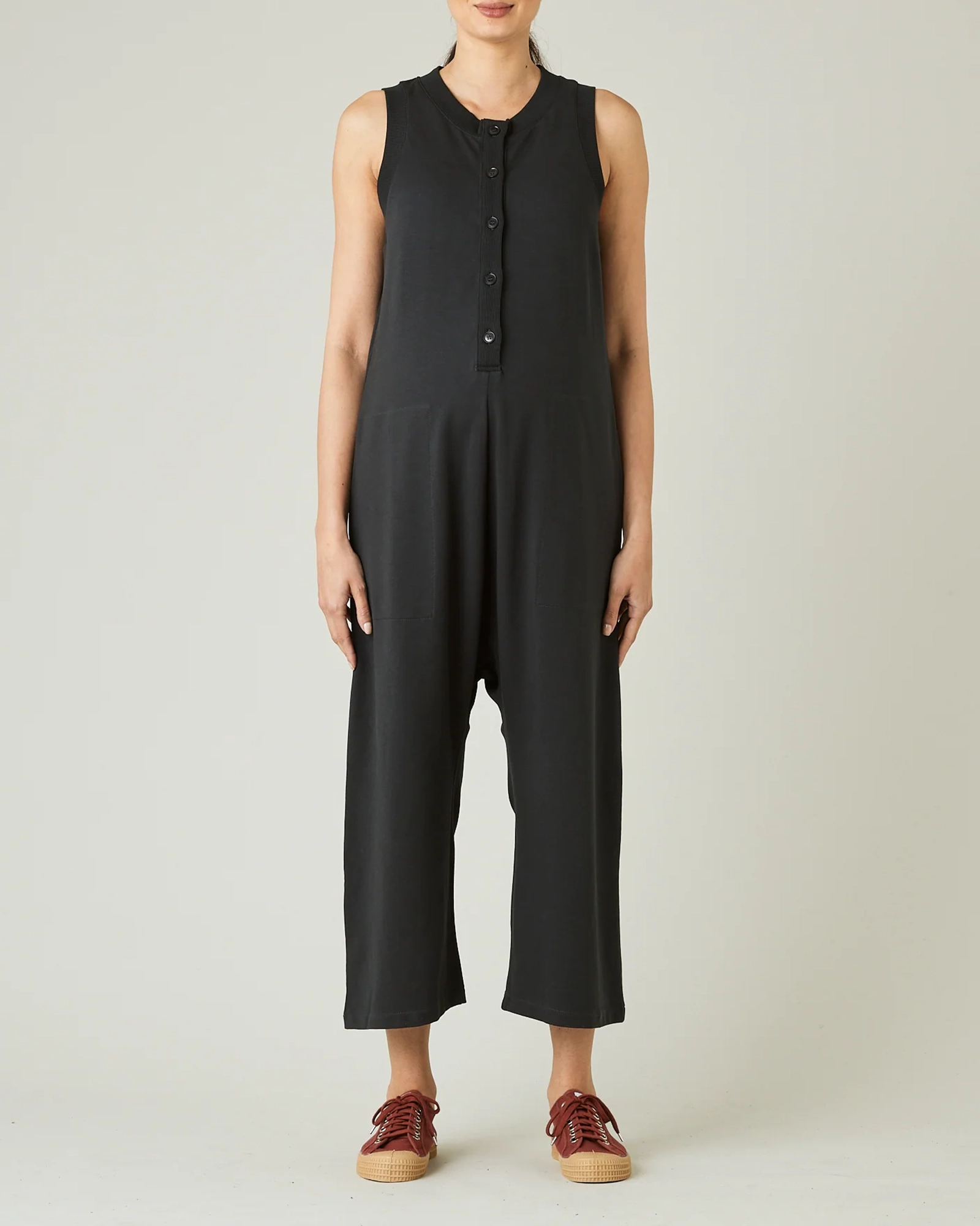 SLATE COTTON JERSEY JUMPSUIT