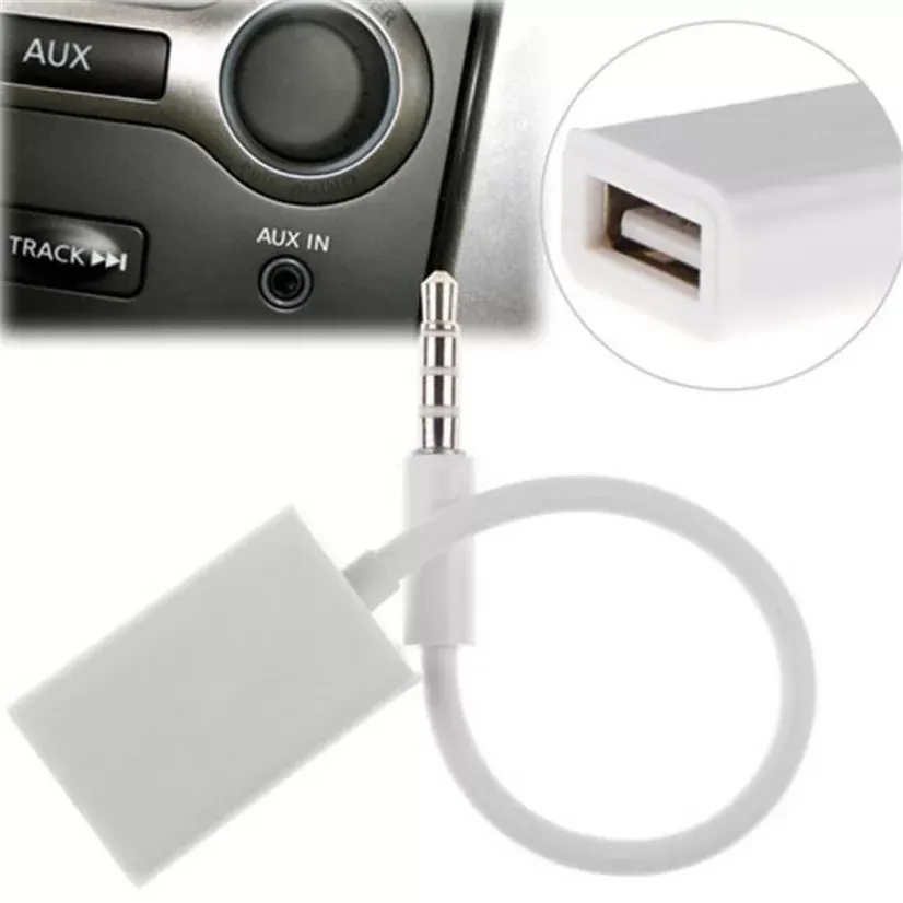 New 3.5mm Male AUX Audio Plug Jack To USB 2.0 Female Converter Cable Cord Car MP3