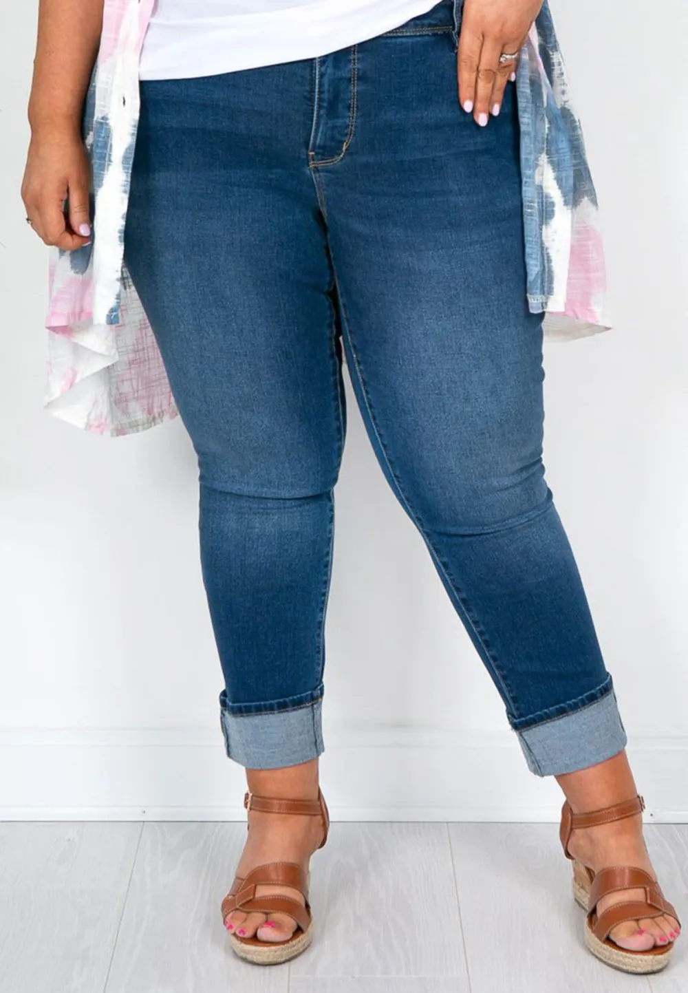 Light Denim Cuffed Jeans