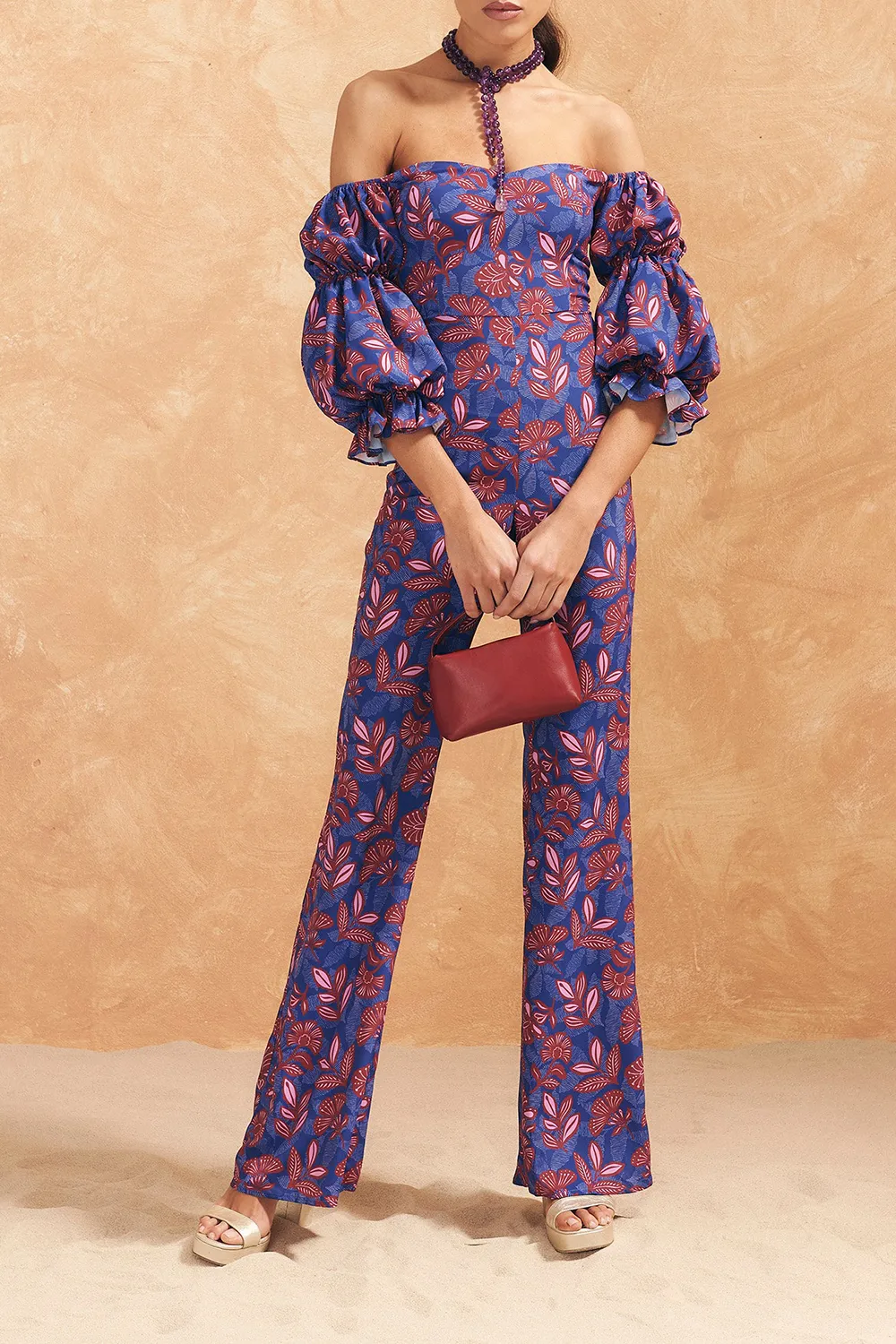 Drop Shoulder Art Print Teneguia Jumpsuit