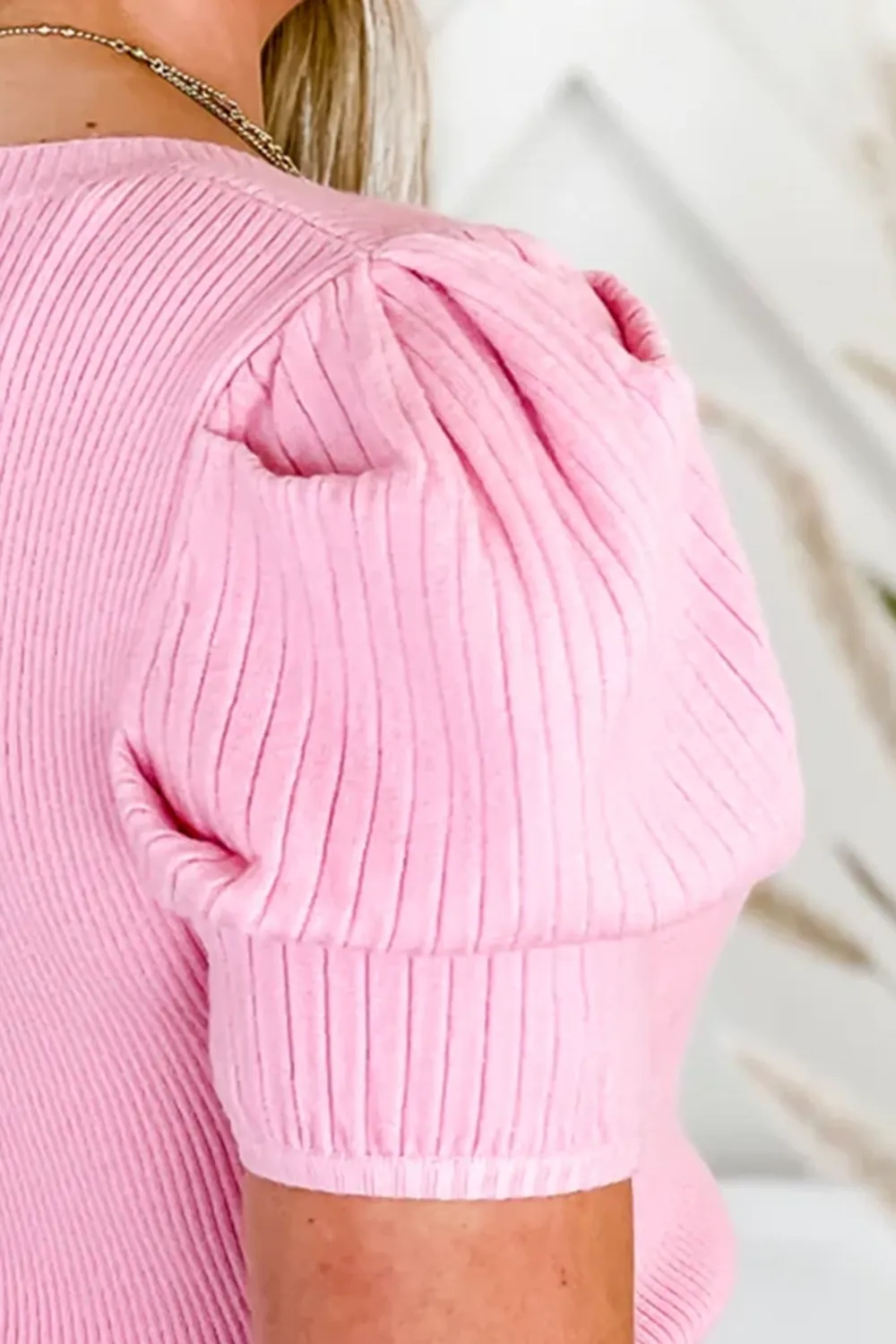 Pink Puff Sleeve Top