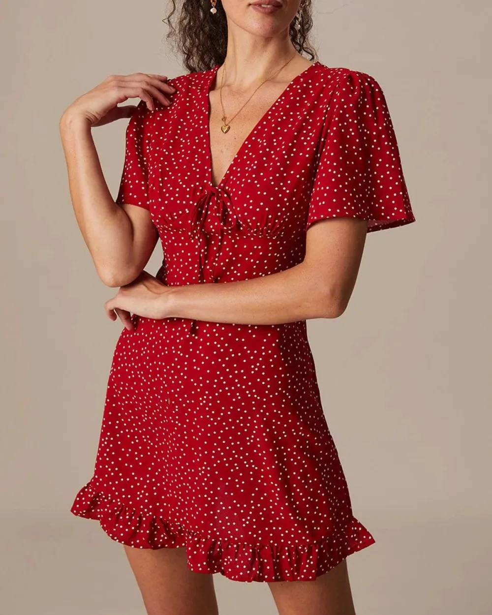 Red Resort Puff Sleeve Dress