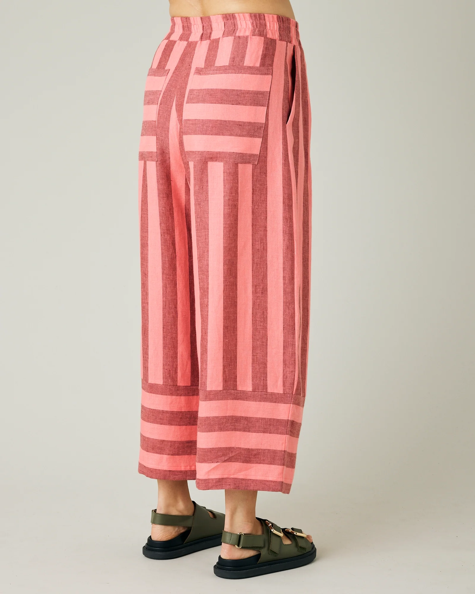 BOBBI BLUSH STRIPE LINEN TROUSERS