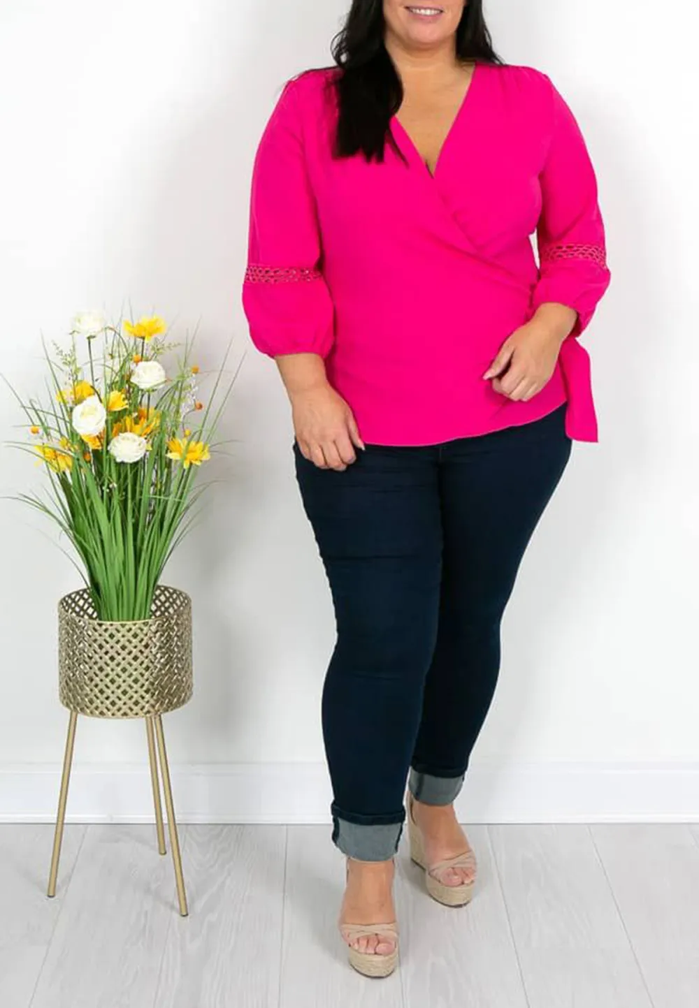 Cerise Front Wrap Top