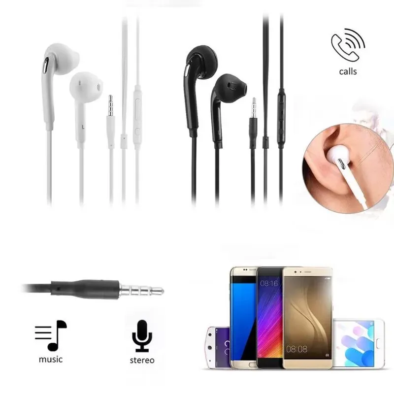 Flat 3.5mm Aux Wired Earphone Earplugs Earpiece In Ear Earbuds Earphone for Samung S6 Note4 Android Smart Phone Hot Sale