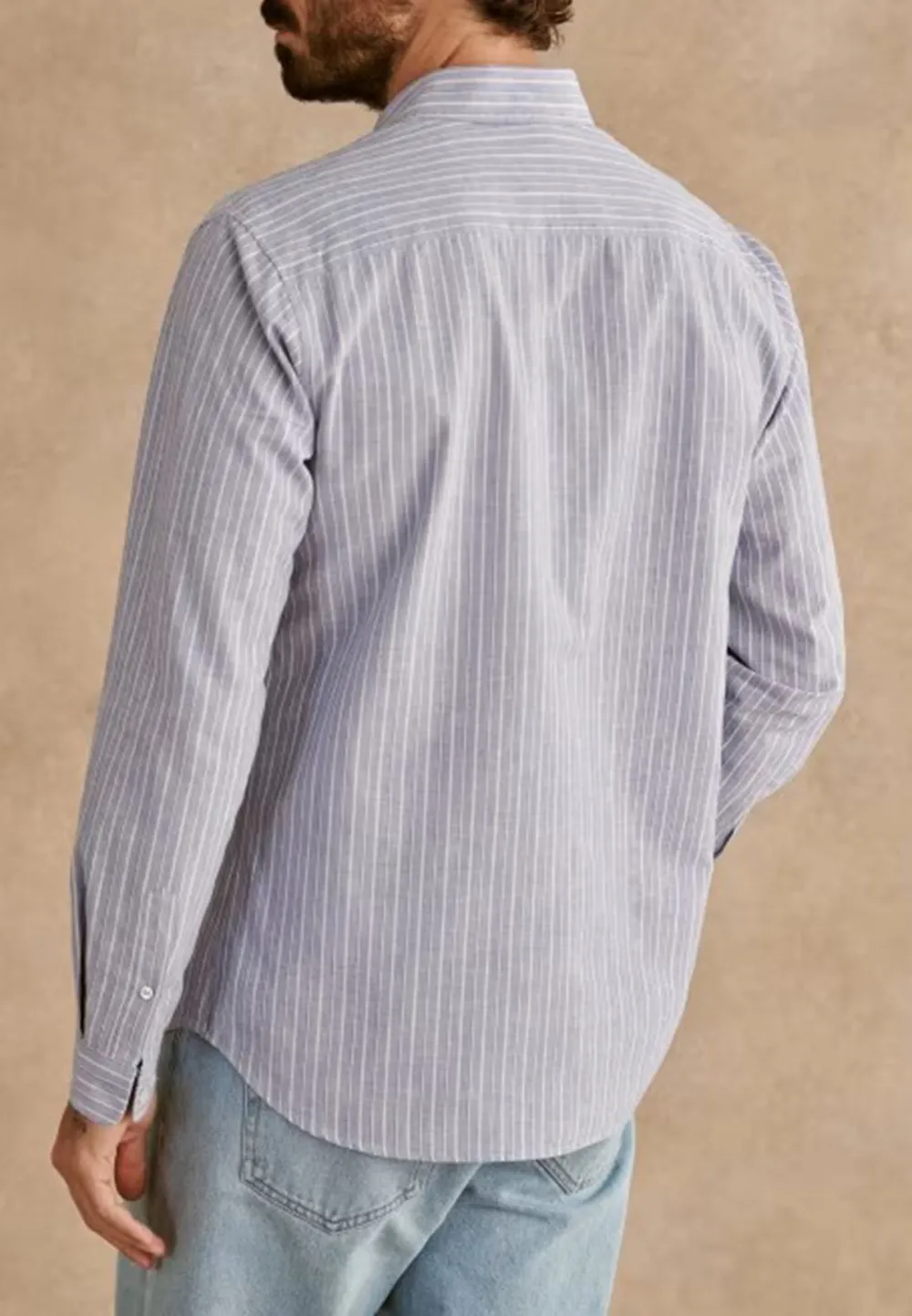 Cotton Linen Charlie Shirt-Blue White Stripes