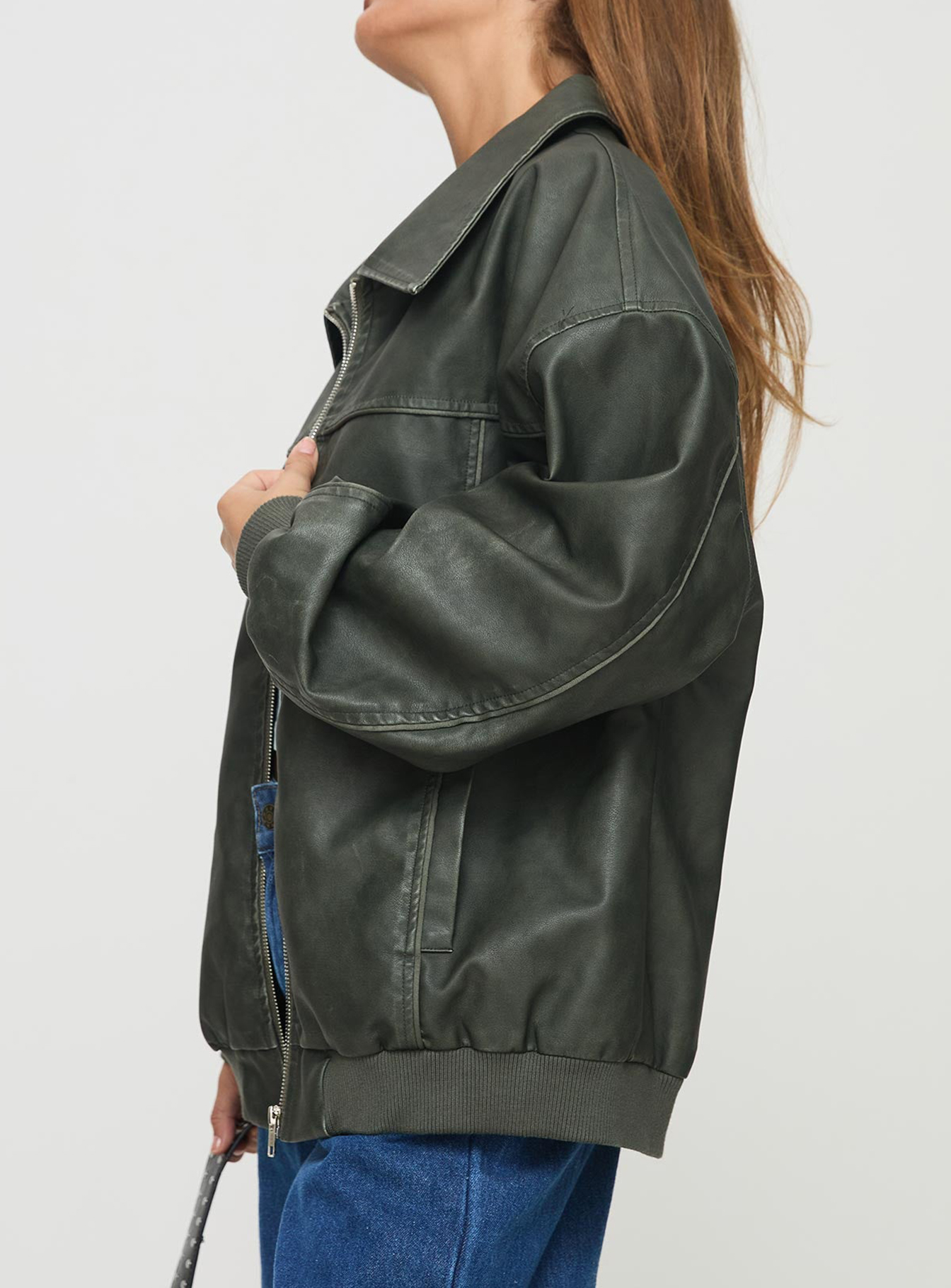 Goldsmith Faux Leather Jacket Washed Forest