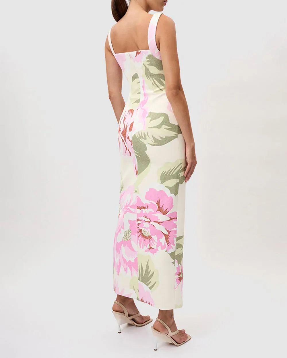 Edens Floral Square Peep Midi Dress