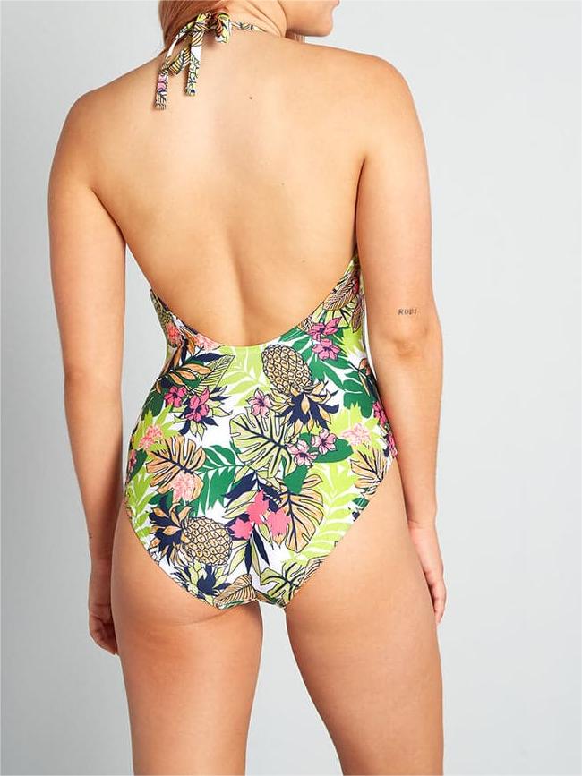 Color Contrast One Piece Swimsuit