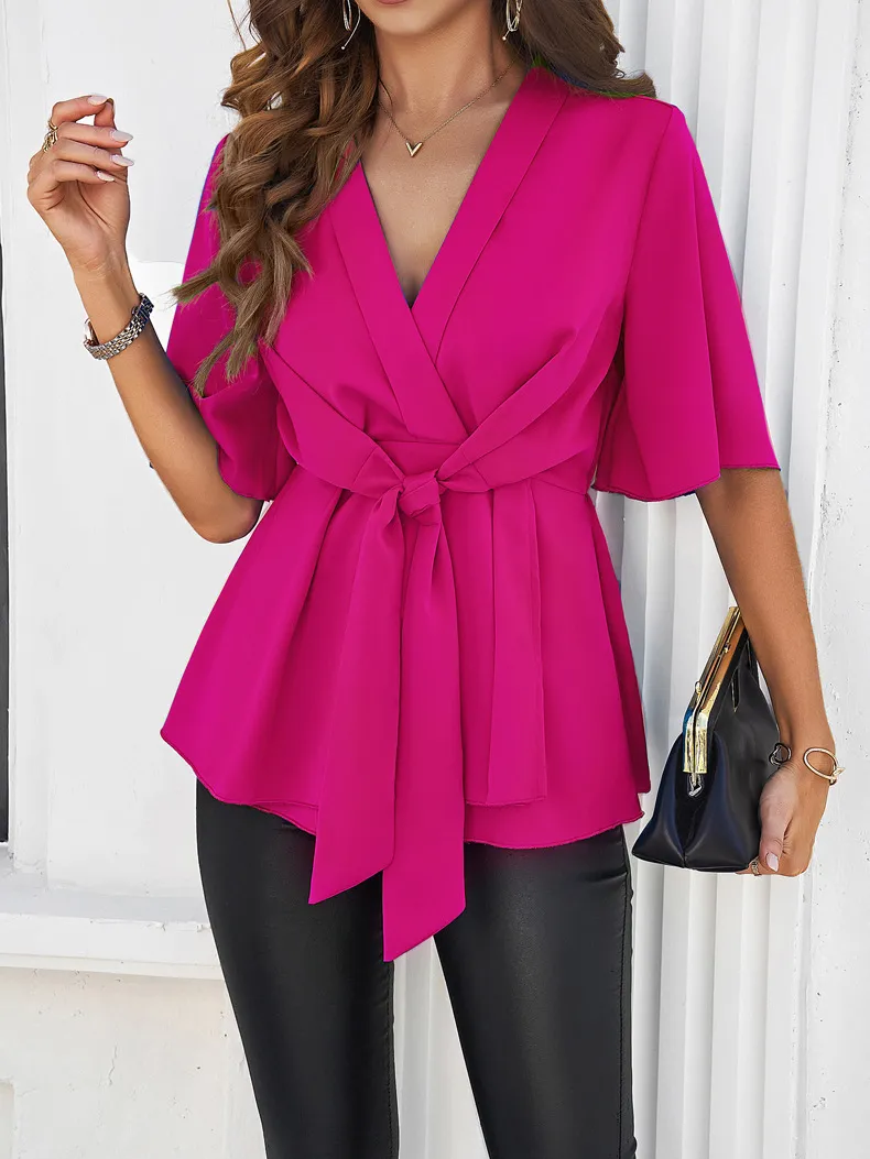 Solid Color Elegant Strappy Tunic Top