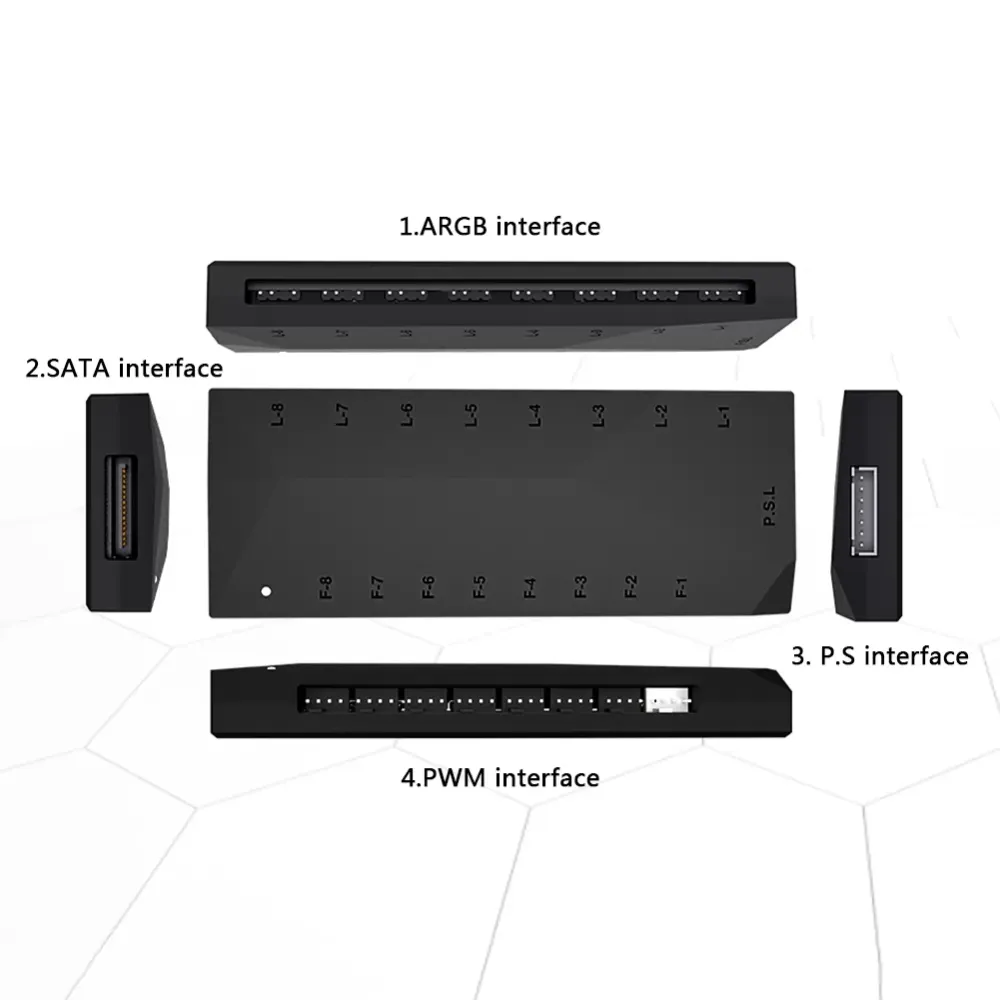 SATA Powered Splitter Hub Fan Controller 5V 3 Pin ARGB 8 groups of PWM PC for ID-COOLING HA-02 Office Caring Computer Supplies