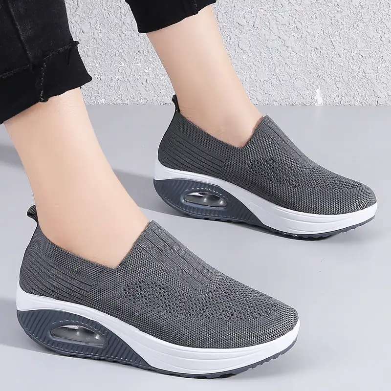 Cilool Casual Shoes Breathable Ladies Platform Sock Sneakers