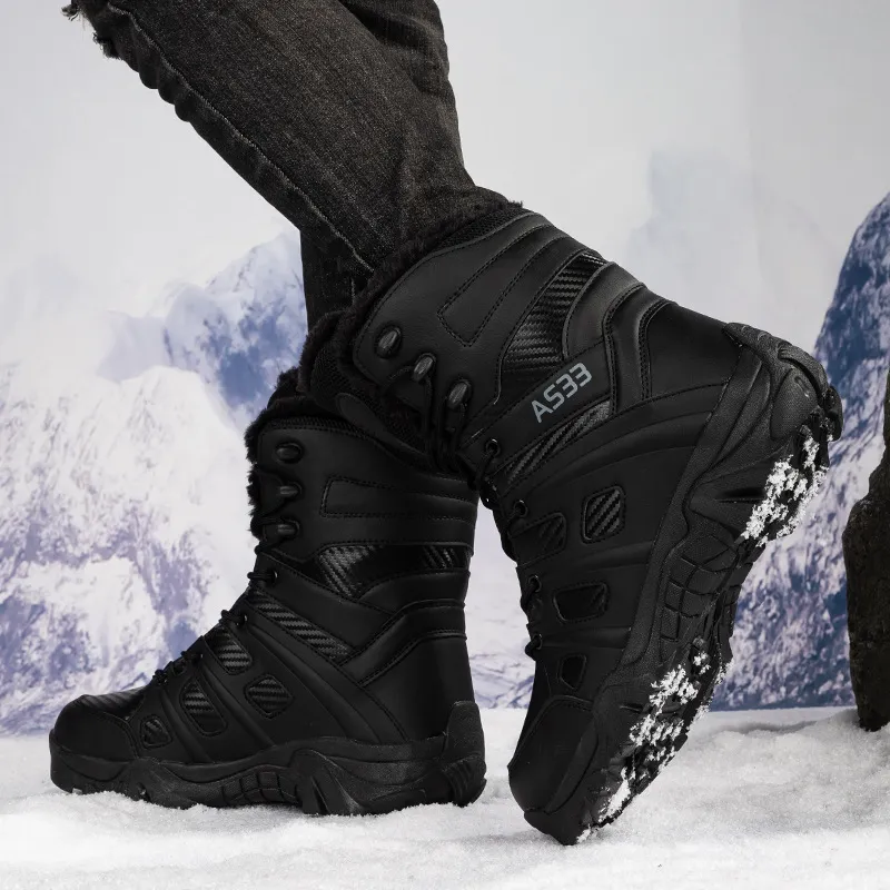 Men's Top Waterproof Anti-collision Warm Fleece Snow Combat Boots