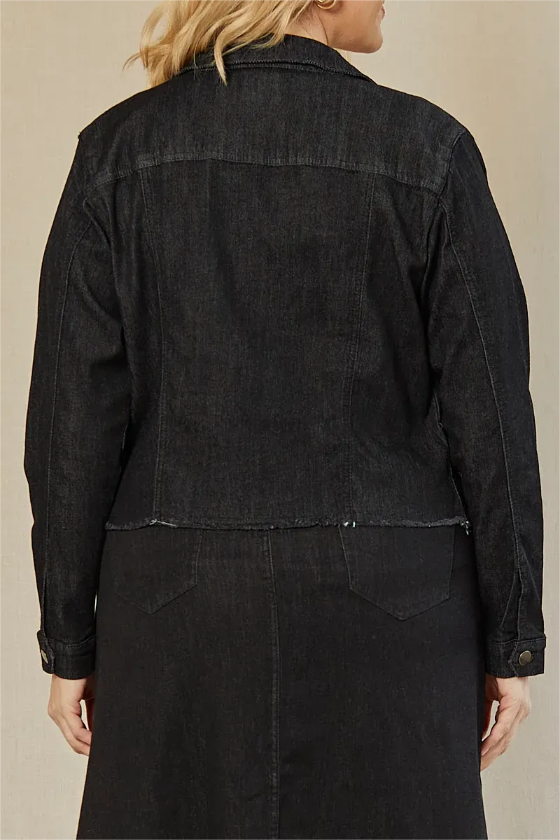 Adrift Cropped Denim Jacket In Black