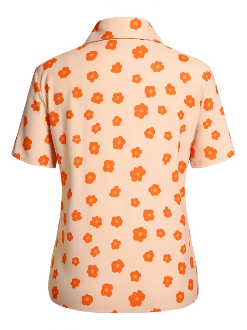 ORANGE 1960S FLORAL SHORT SLEEVES SHIRT