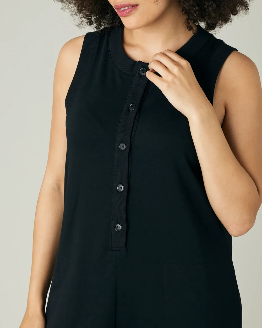 BLACK COTTON JERSEY JUMPSUIT