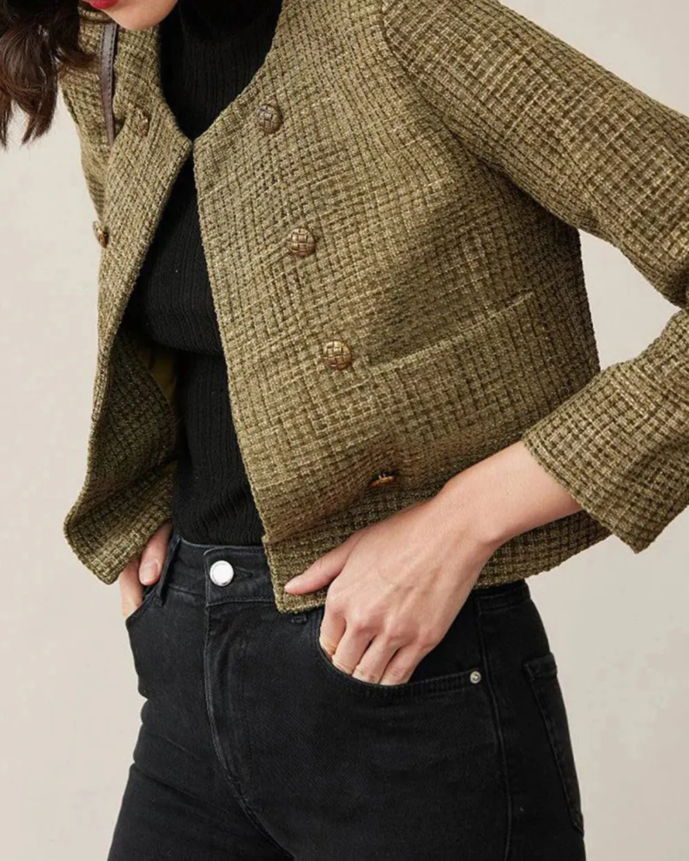 The Vintage Solid Tweed Coat