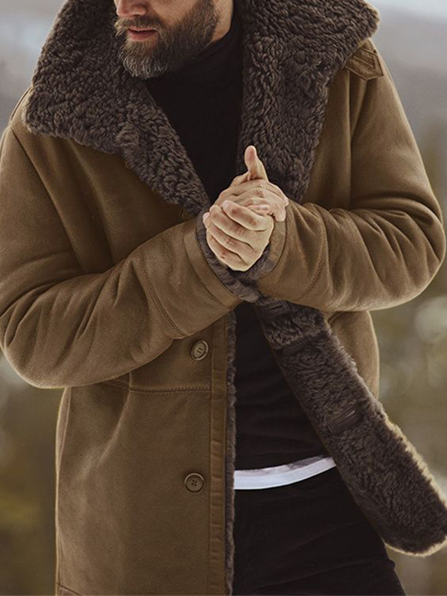 Men's outdoor warm suede jacket