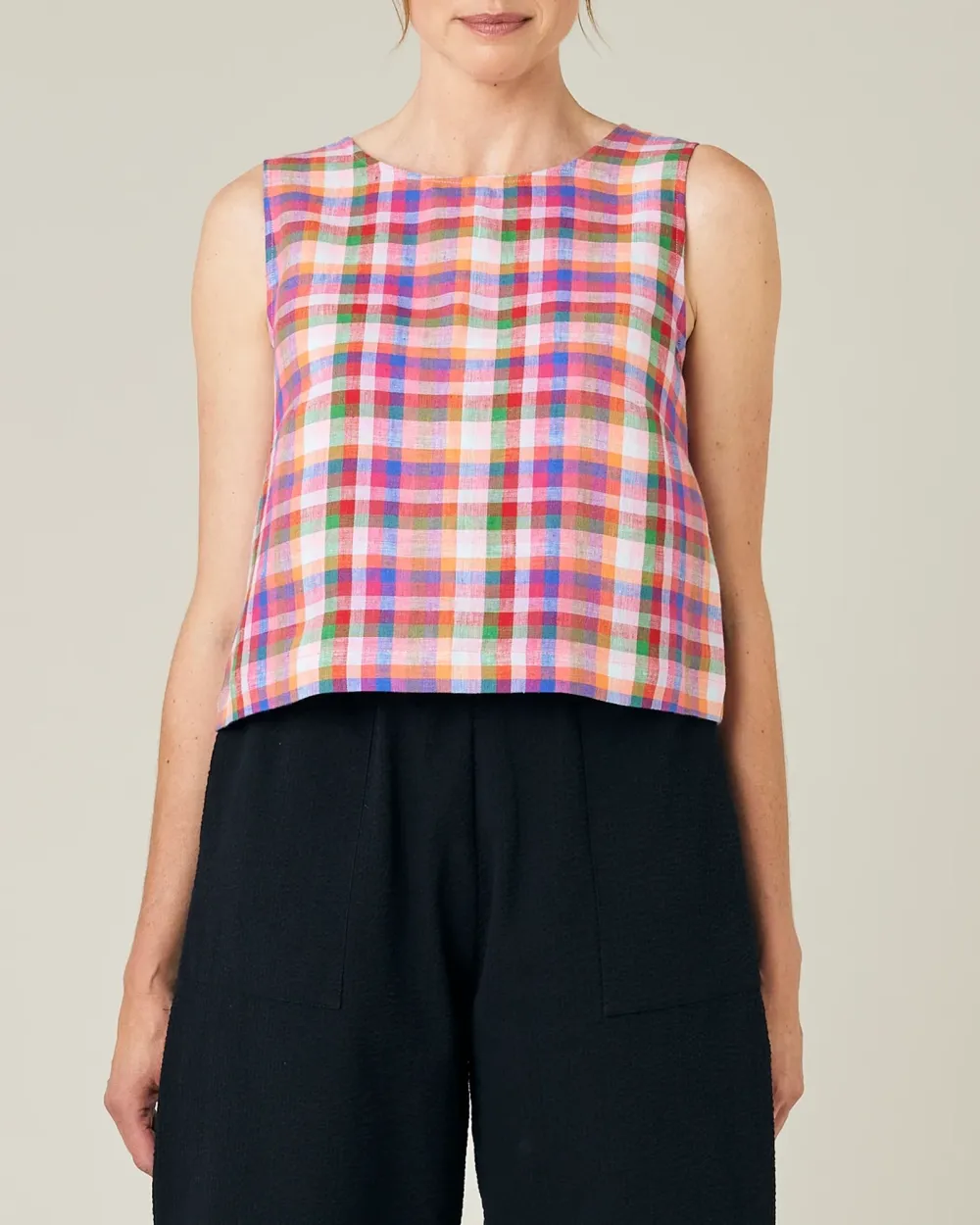 SONNY CHECK LINEN TOP